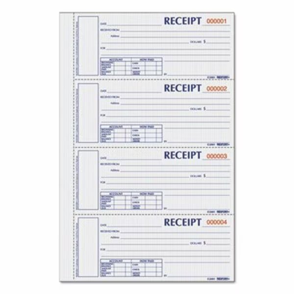 Rediform, Hardcover Numbered Money Receipt Book, 6 7/8 X 2 3/4, Three-Part, 200 Forms, Rediform Office Product, Mfr#: S1657NCL